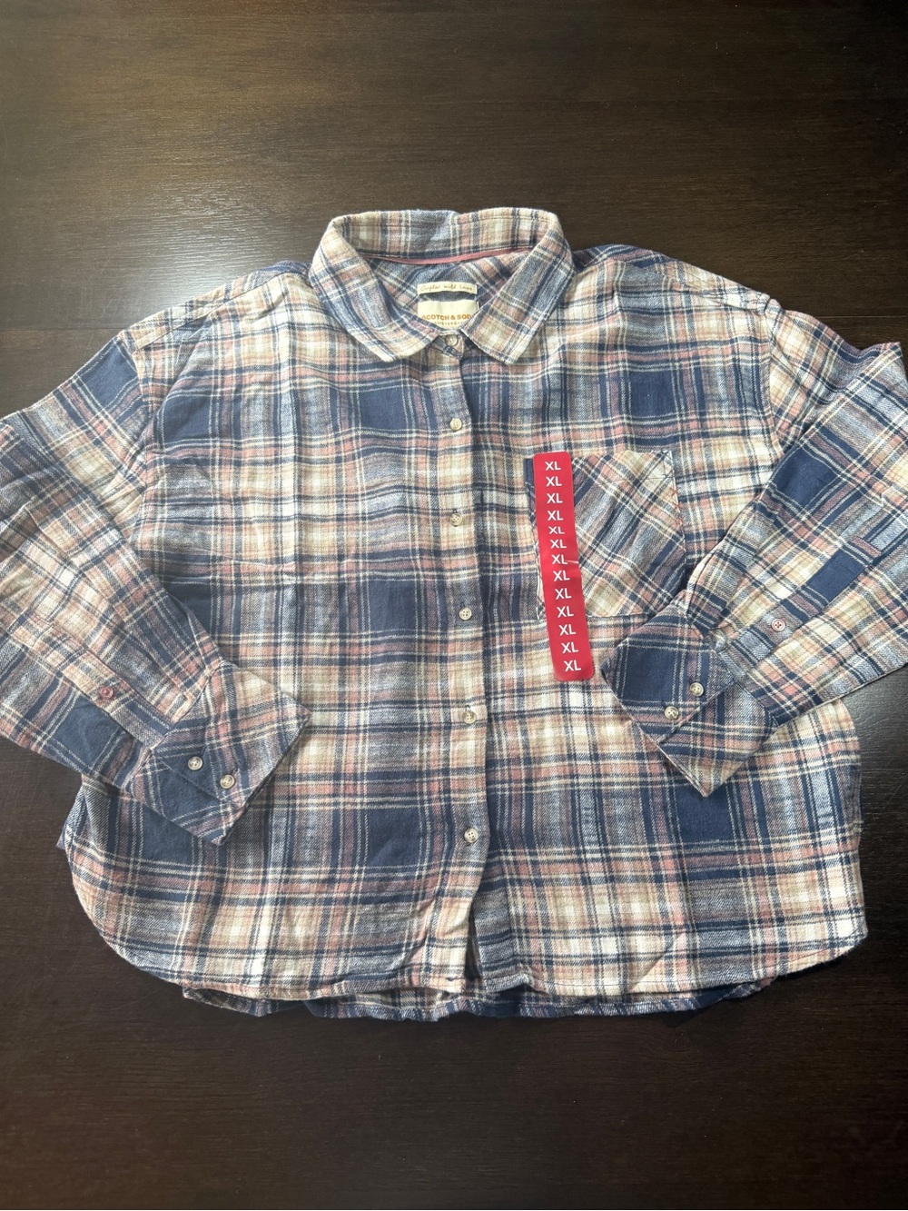 Scotch & Soda Blue and Cream Plaid Button-Down Shirt